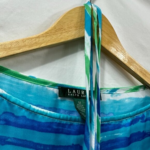 Ralph Lauren Blue Green Silk Tunic Long Sleeve Top, M - Picture 8 of 12